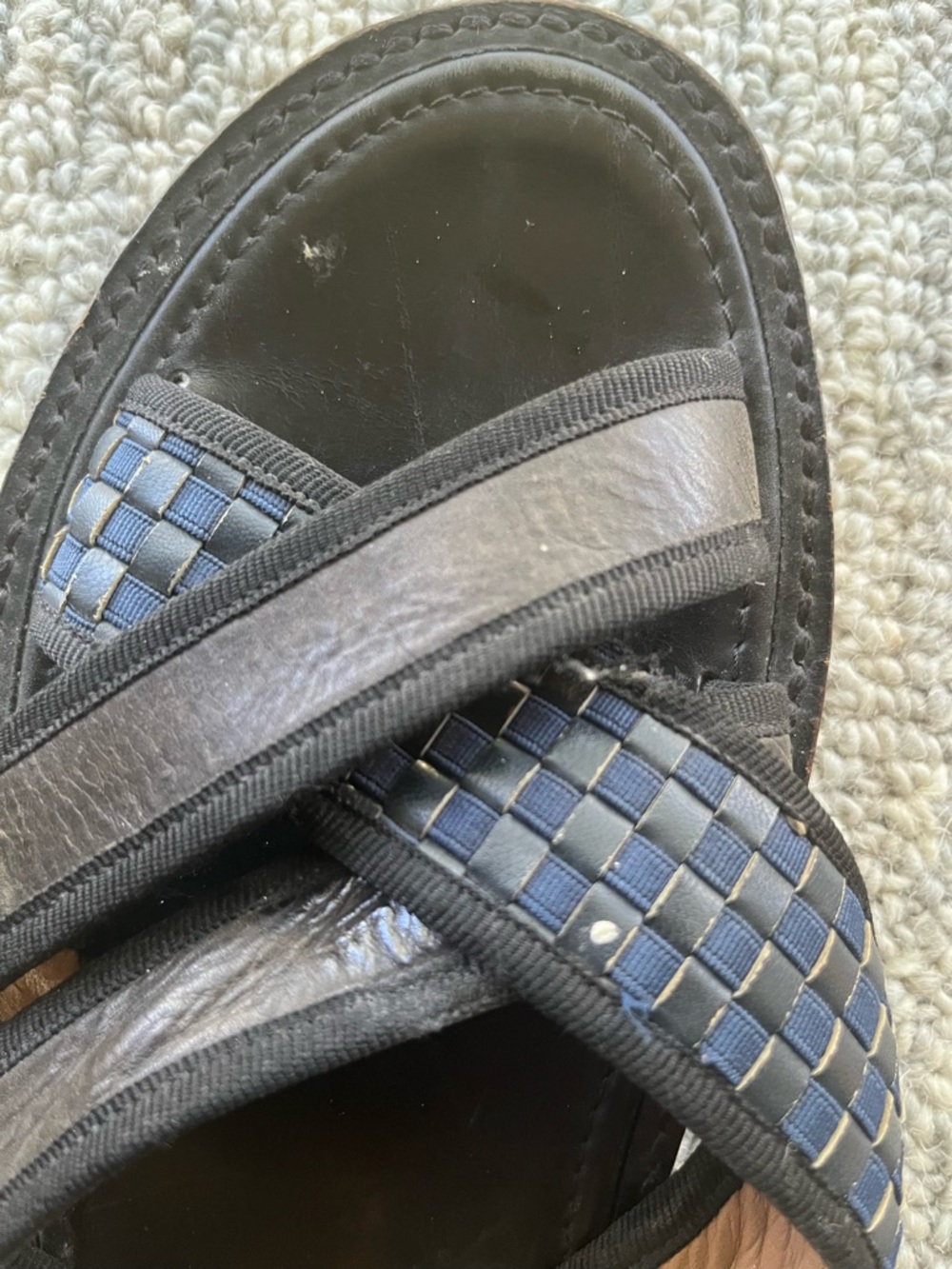 Armando Cabral Arabia Men's Black Leather Woven Strap Slide Sandals - Picture 2 of 6